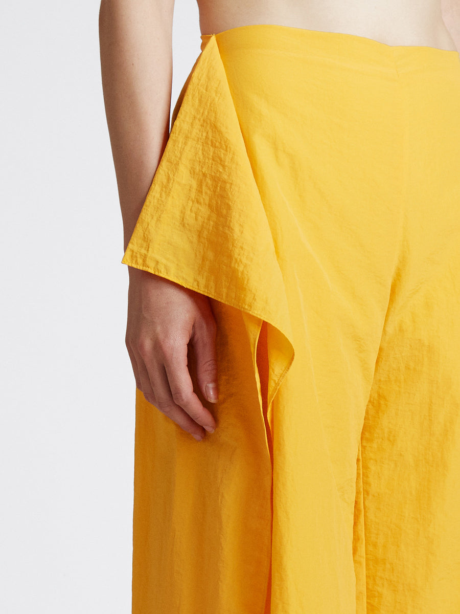 handkerchief pants in marigold nylon for women