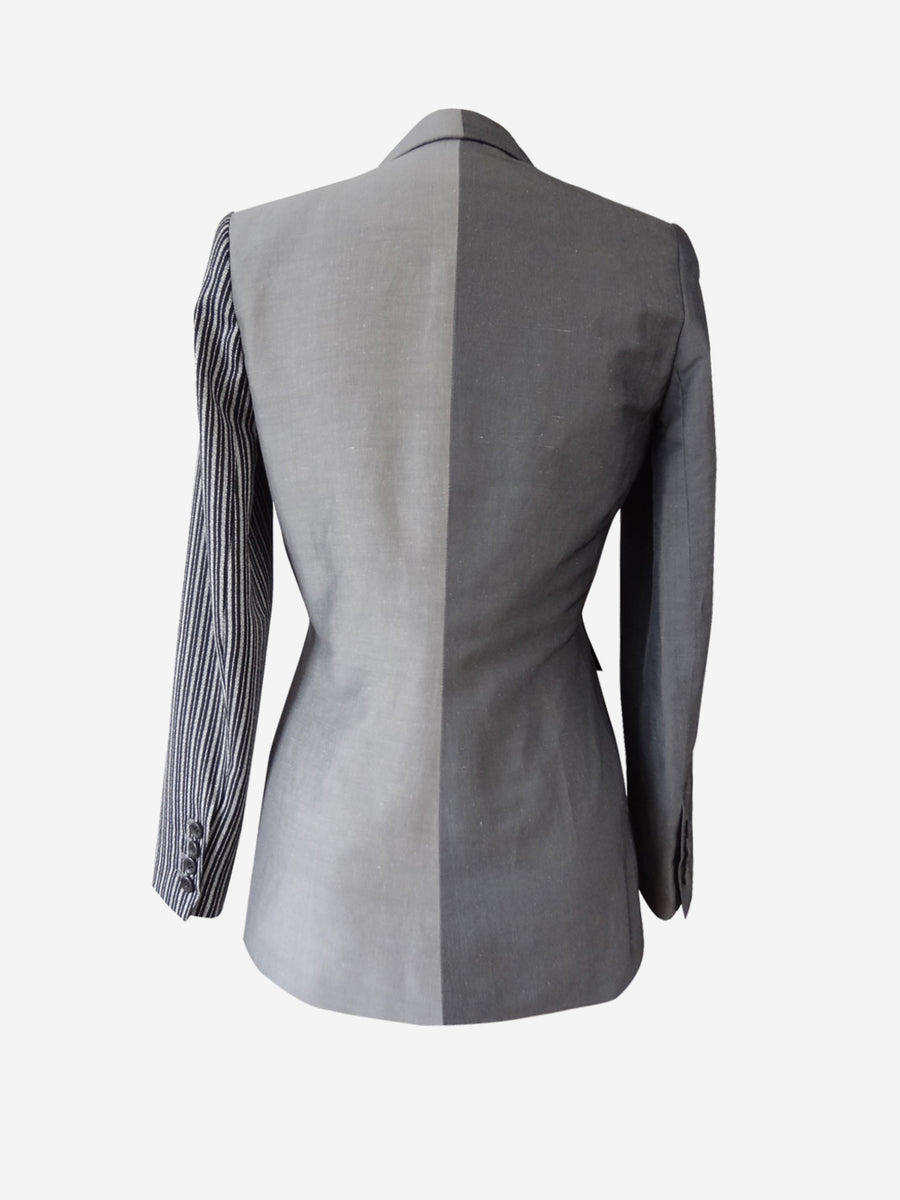 Multi paneled designer gray wrap jacket for women