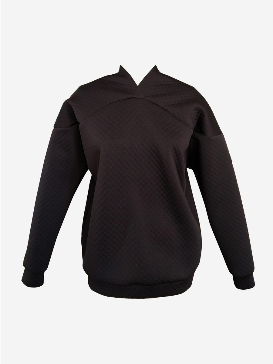 Black neoprene sweater