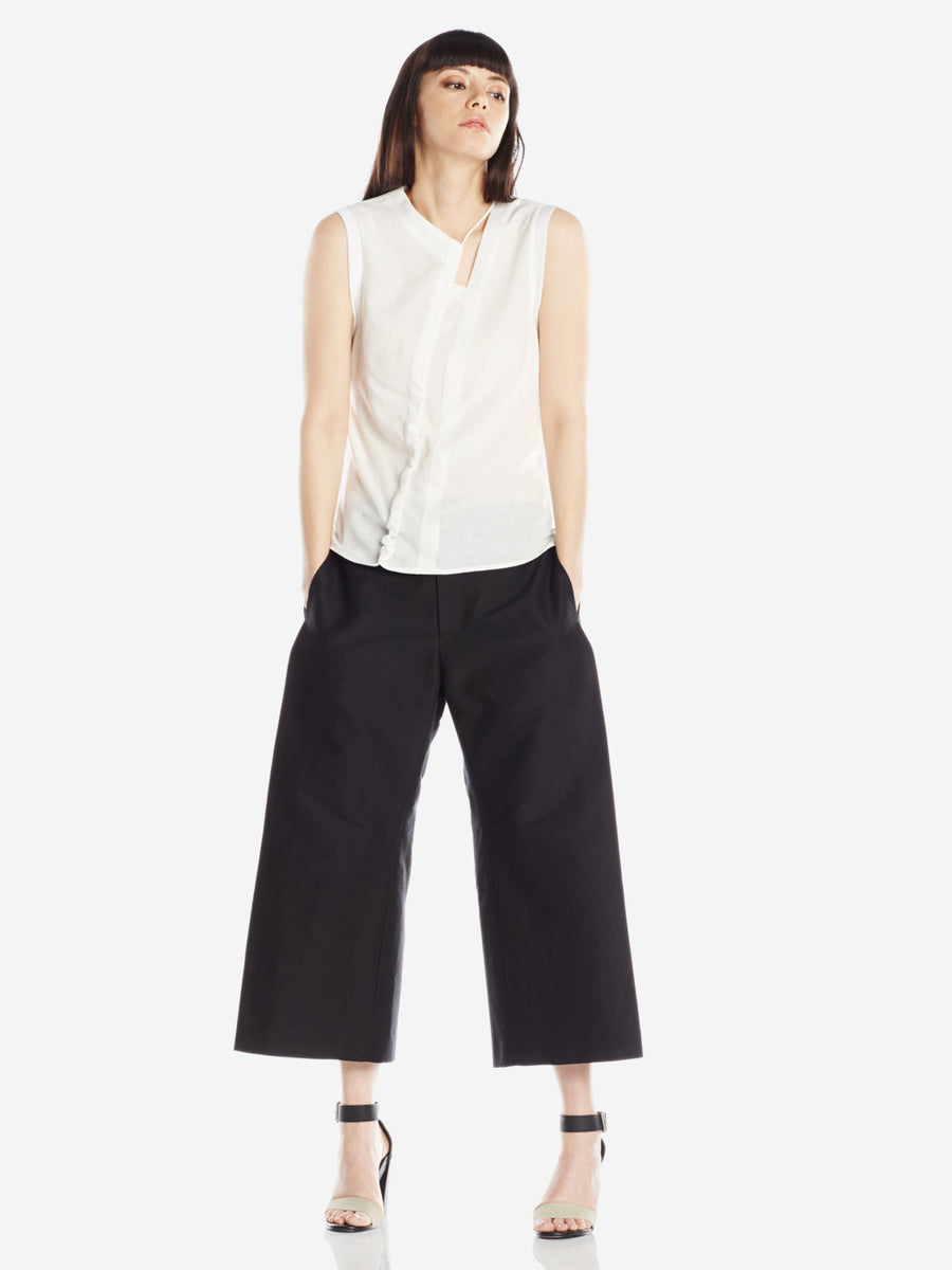 Side Pleat Pants Black