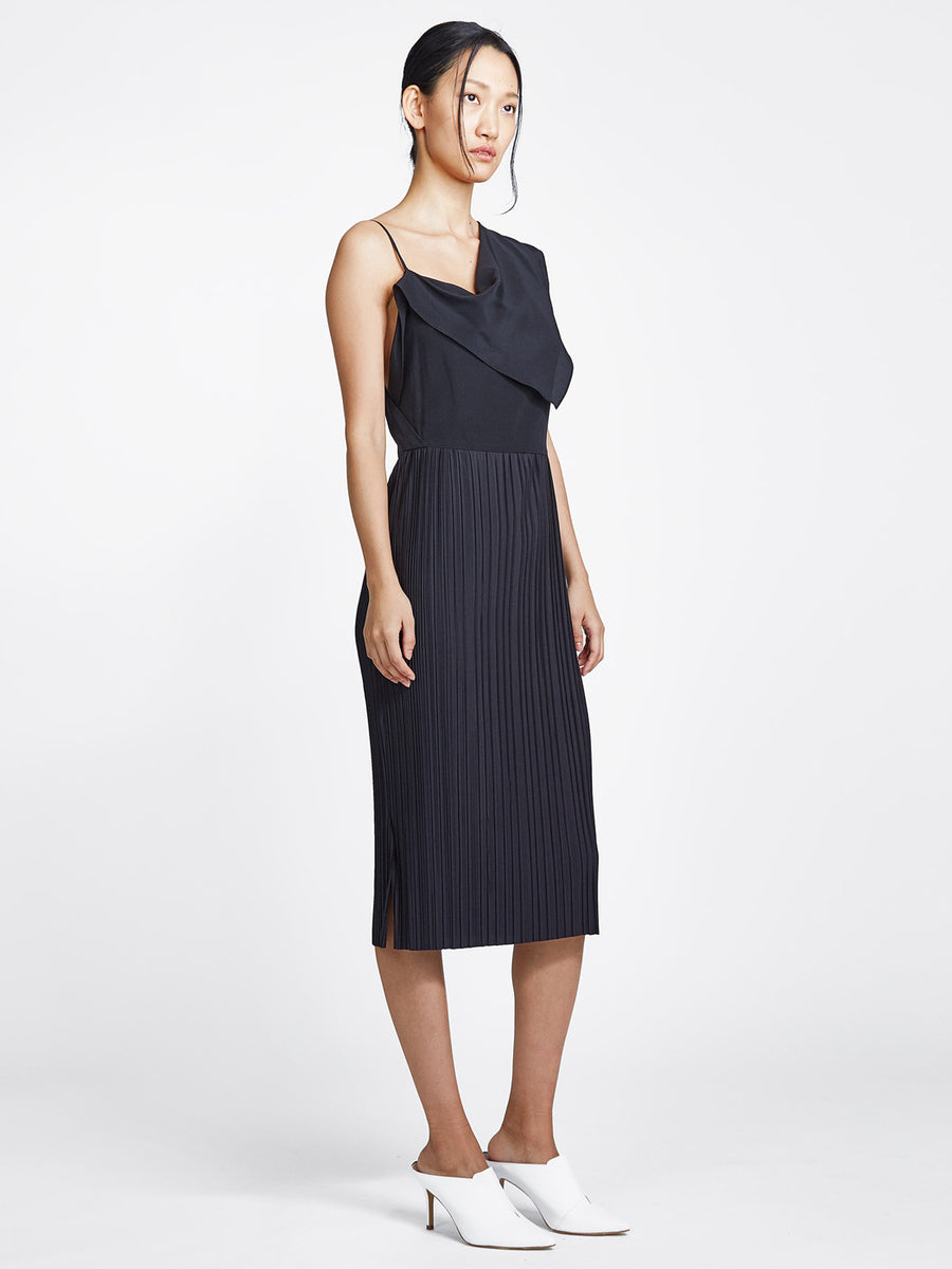 Front Drape Pleat Dress