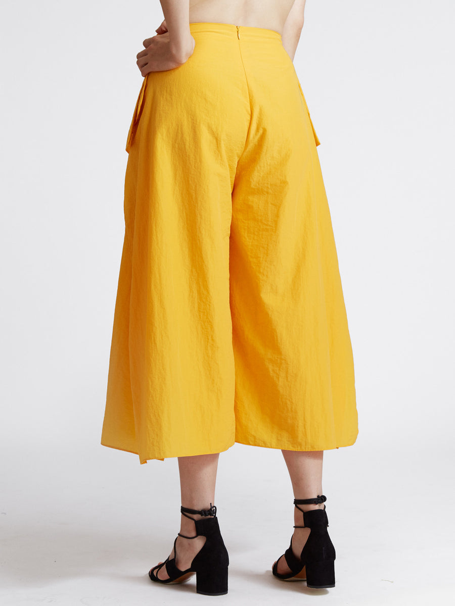 handkerchief pants in marigold nylon for women