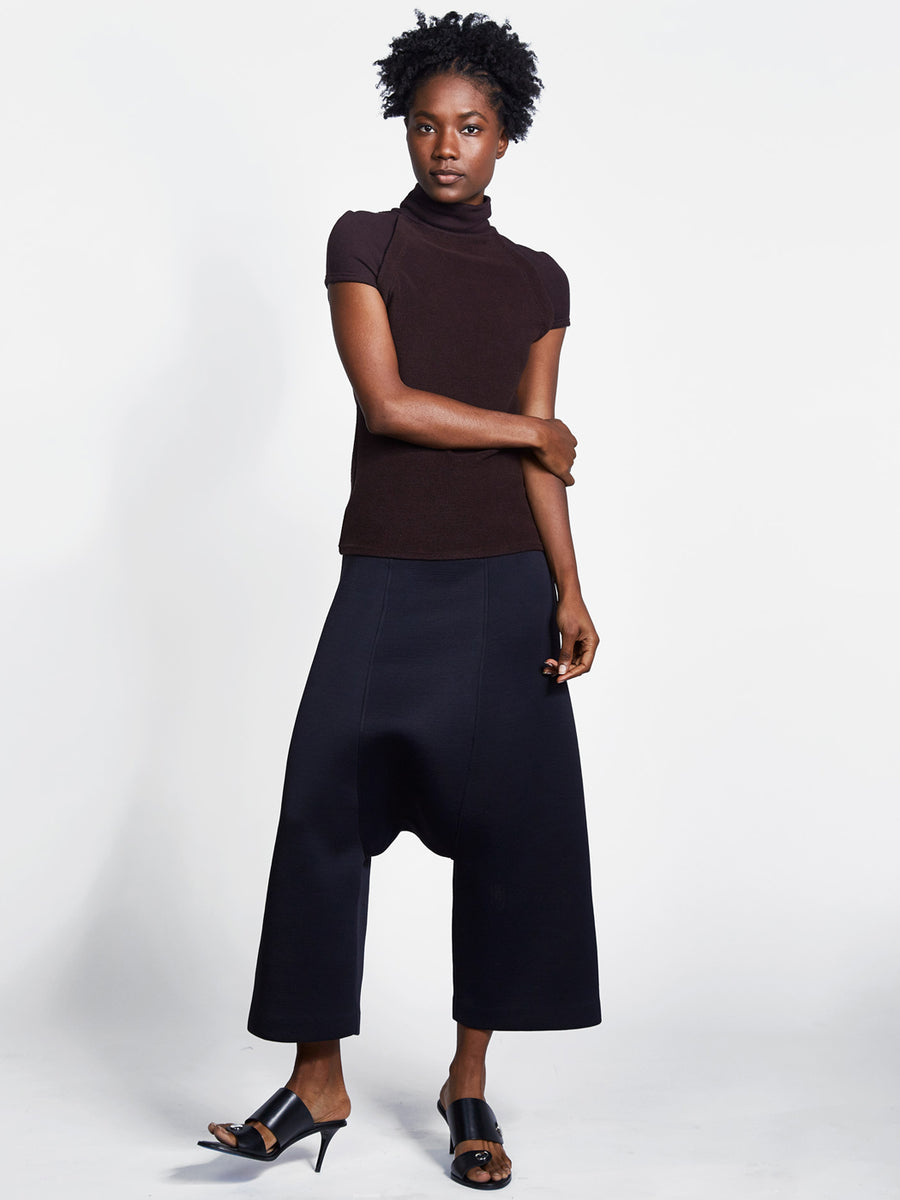 Black spacer drop crotch pant