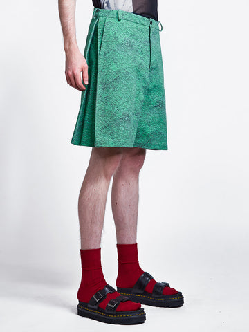Side Pleat Shorts Print