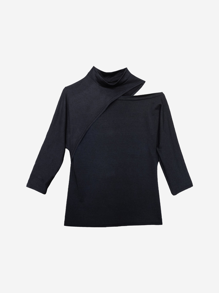 Dolman sleeve top in black jersey womens designer top 