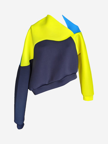 Cropped Tilt Block Sweater Citrine