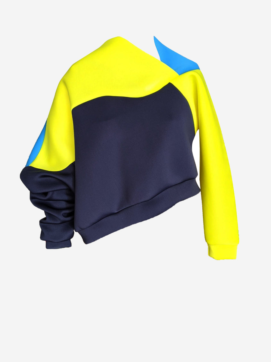 Cropped Tilt Block Sweater Citrine