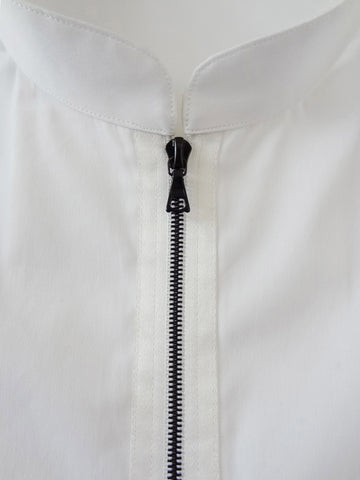 White Zipper Shirt with Mandarin Collar