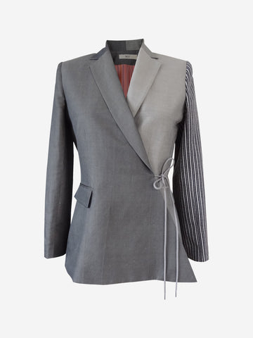 Multi paneled designer gray wrap  jacket for women